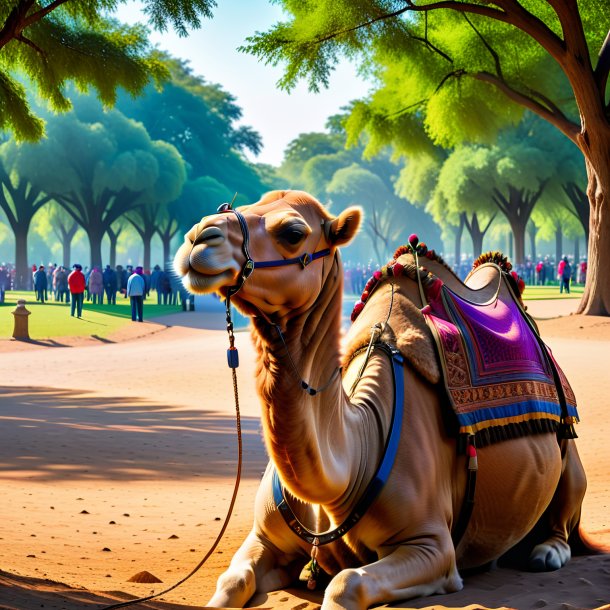 Pic of a waiting of a camel in the park