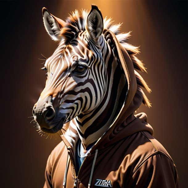 Picture of a zebra in a brown hoodie