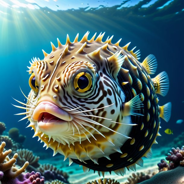 Photo d'un poisson soufflé dans un gilet dans la mer