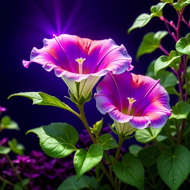 "imagery of a coral bindweed, purple"