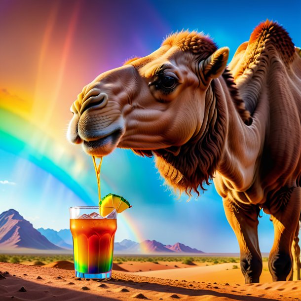 Picture of a drinking of a camel on the rainbow