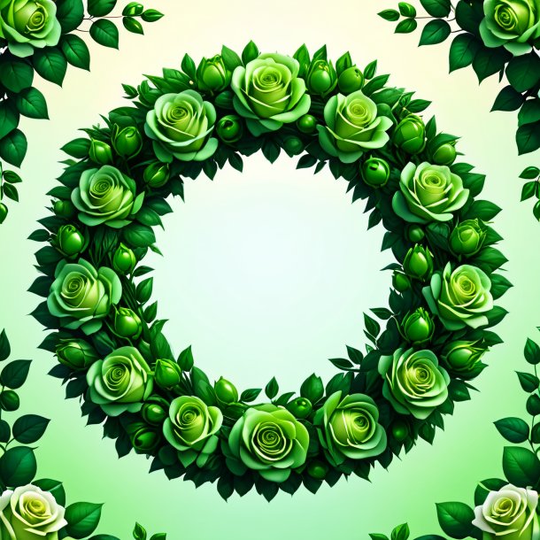 Clipart of a pea green wreath of roses