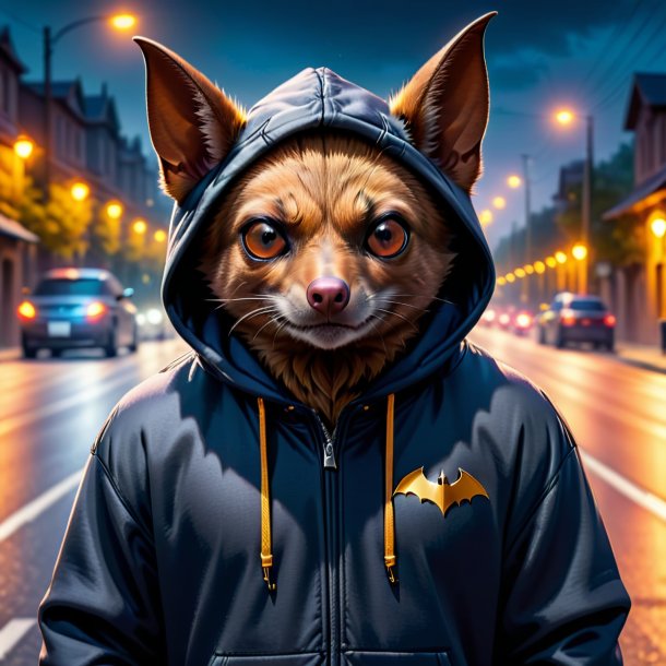 Pic of a bat in a hoodie on the road