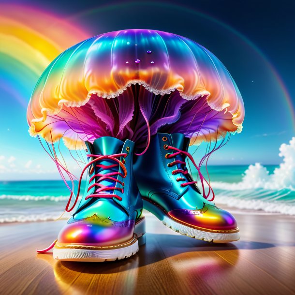 Picture of a jellyfish in a shoes on the rainbow