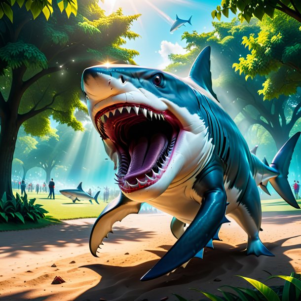 Photo of a angry of a shark in the park