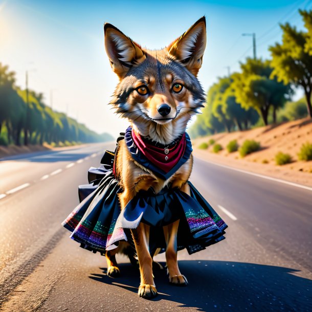 Foto de un chacal en una falda en el camino