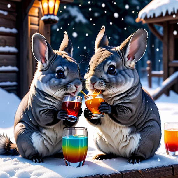 Photo of a drinking of a chinchillas in the snow