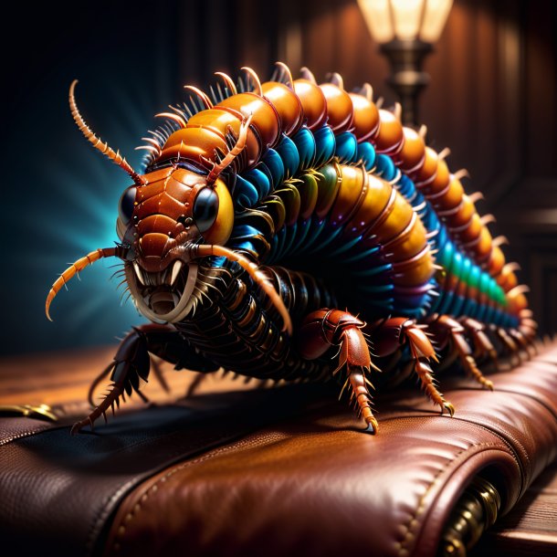 Image of a centipede in a brown gloves