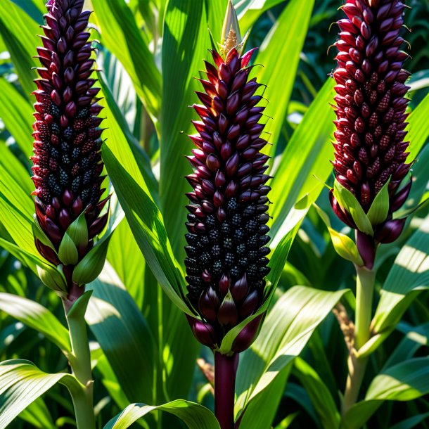Imagery of a maroon corn plant