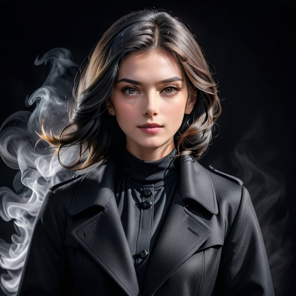 Portrait of a charcoal coat from polyethylene