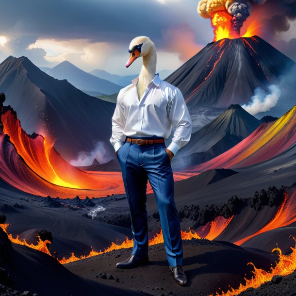 Foto de un cisne en un pantalón en el volcán