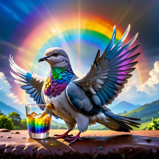 Pic of a drinking of a dove on the rainbow