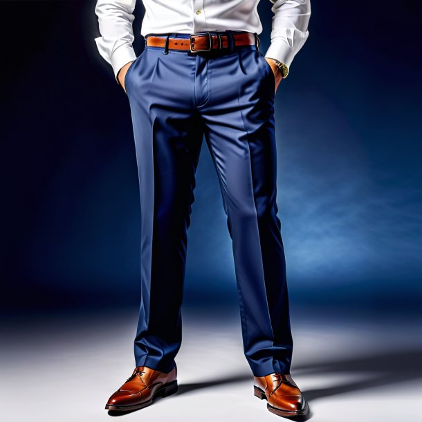 Portrait of a navy blue trousers from gypsum