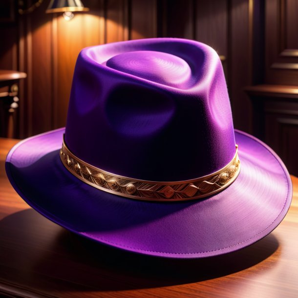 Illustration of a purple hat from wood