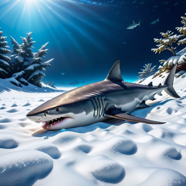 Pic of a sleeping of a shark in the snow