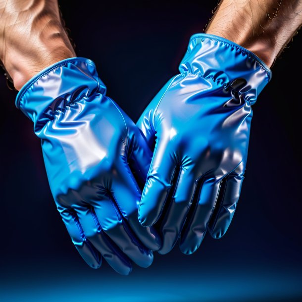 Photo of a blue gloves from polyethylene