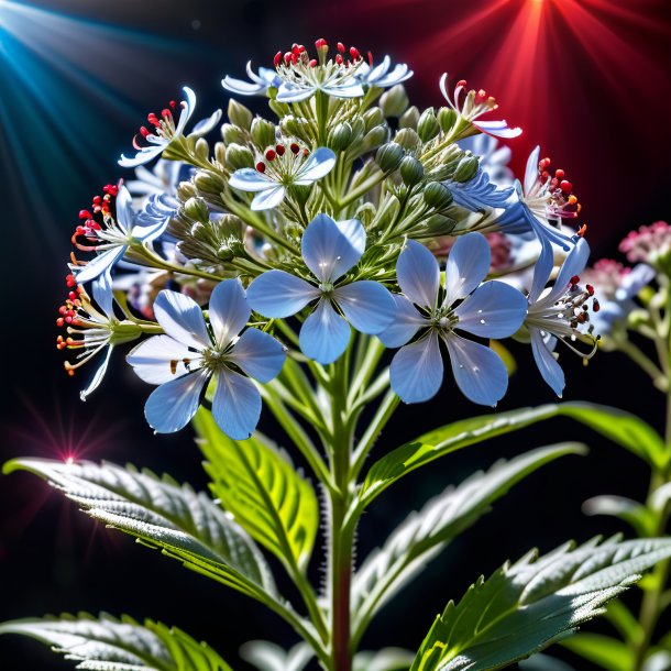 "portrait of a silver valerian, red"