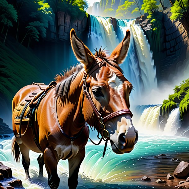 Pic of a crying of a mule in the waterfall