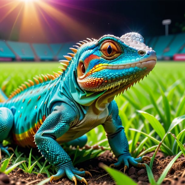 Picture of a crying of a lizard on the field