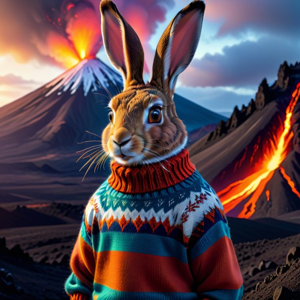 Pic of a hare in a sweater in the volcano