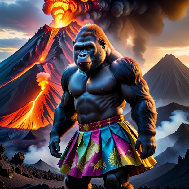 Picture of a gorilla in a skirt in the volcano