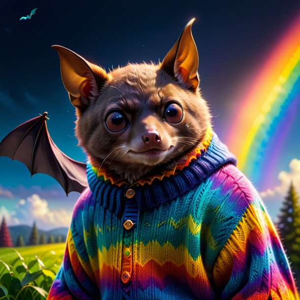 Pic of a bat in a sweater on the rainbow