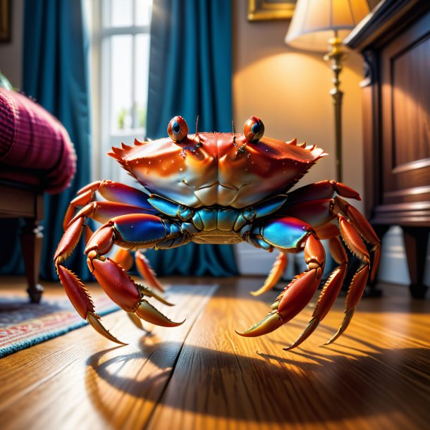 Picture of a crab in a trousers in the house