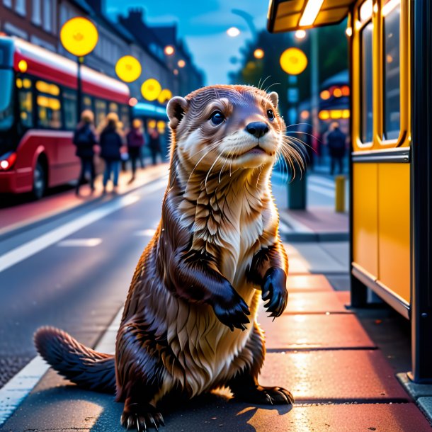 Photo of a playing of a otter on the bus stop