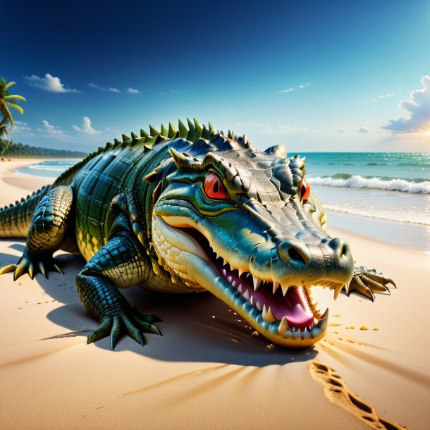 Image d'un cri de crocodile sur la plage