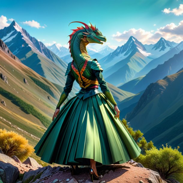 Image of a basilisk in a skirt in the mountains