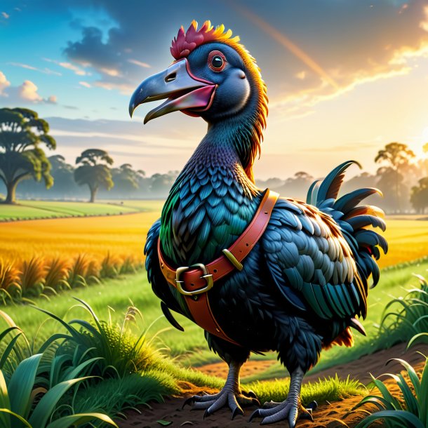 Ilustración de un dodo en un cinturón en el campo