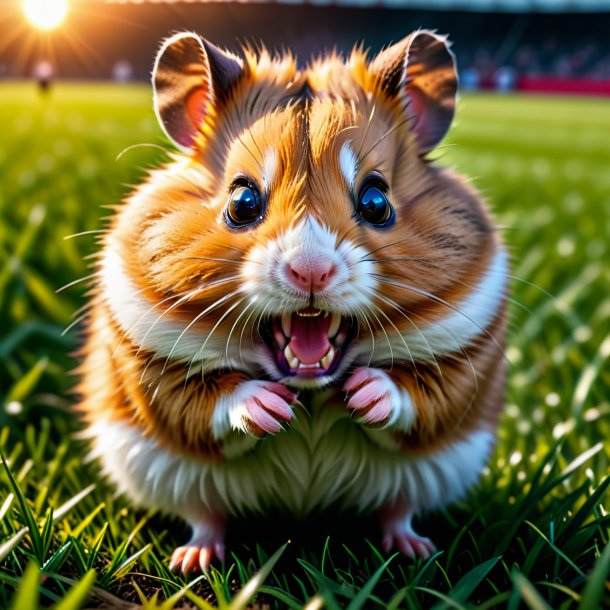 Picture of a angry of a hamster on the field