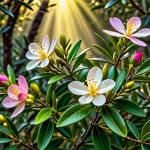 "depição de uma jessamina de oliveira, rosa"