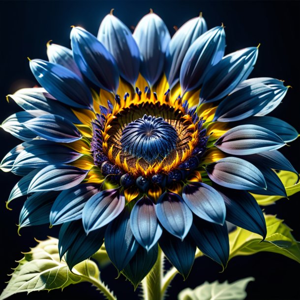 Depiction of a navy blue sunflower