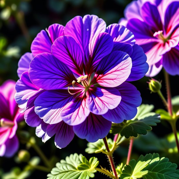 "foto de un geranio púrpura, rosa"