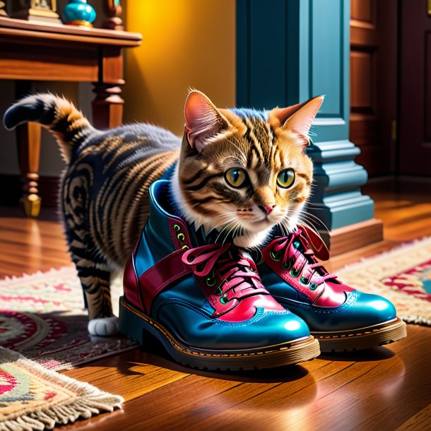 Image d'un chat dans une chaussure dans la maison