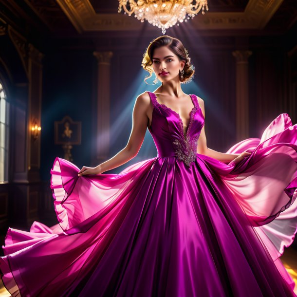 Fotografia de um vestido magenta de polietileno