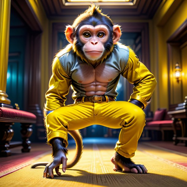 Pic of a monkey in a yellow jeans