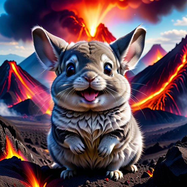 Image of a smiling of a chinchillas in the volcano