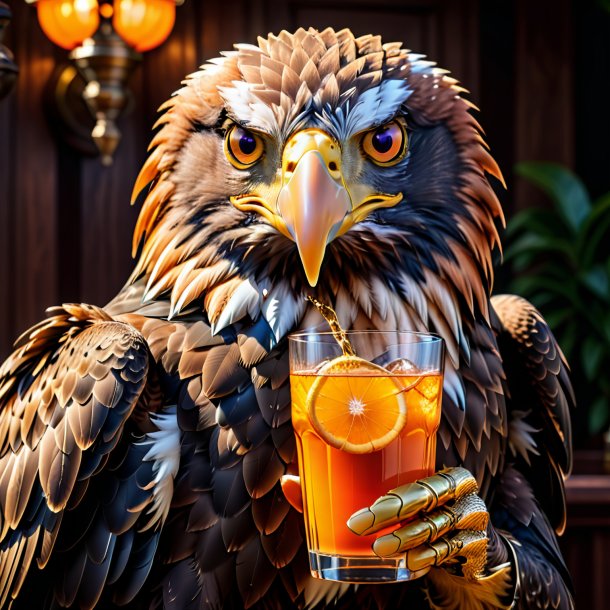 Image of a orange drinking eagle