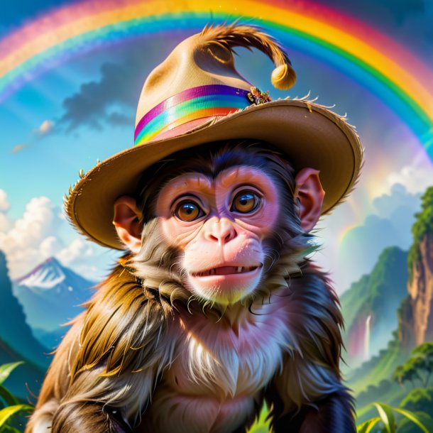 Image of a monkey in a hat on the rainbow