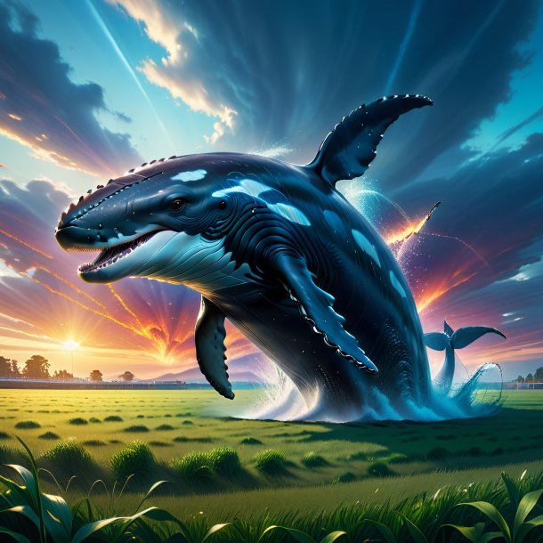 Image of a threatening of a whale on the field