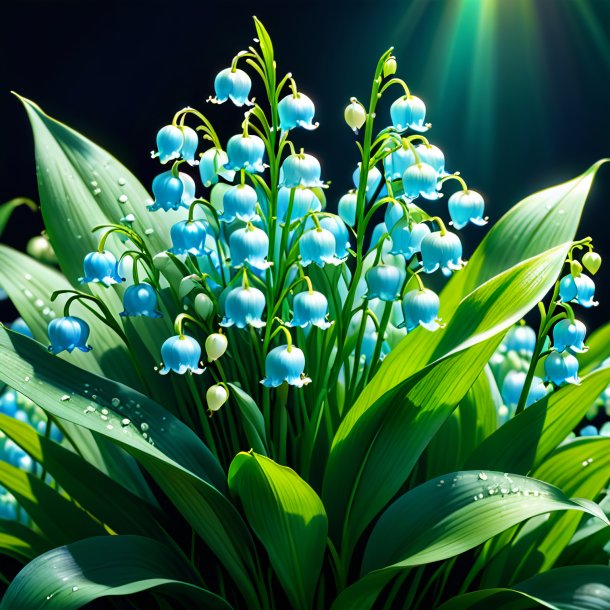 Illustration of a cyan lily of the valley