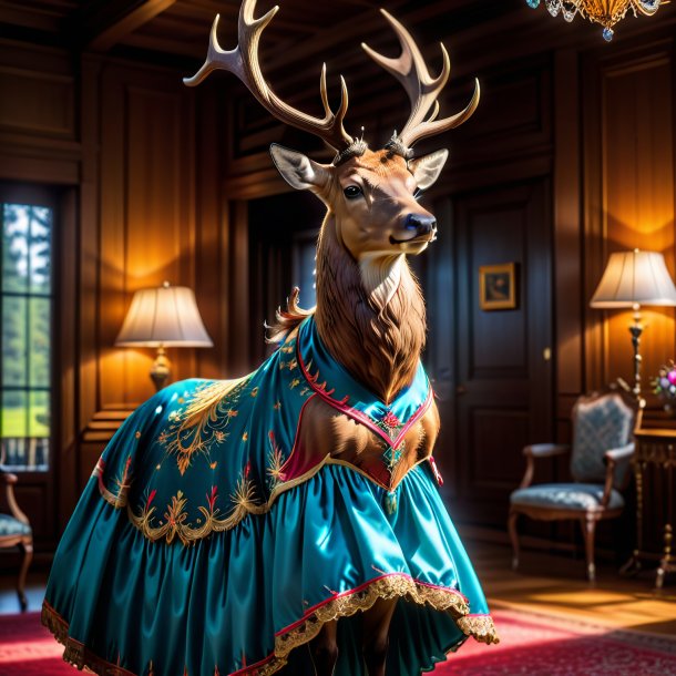 Photo of a elk in a dress in the house