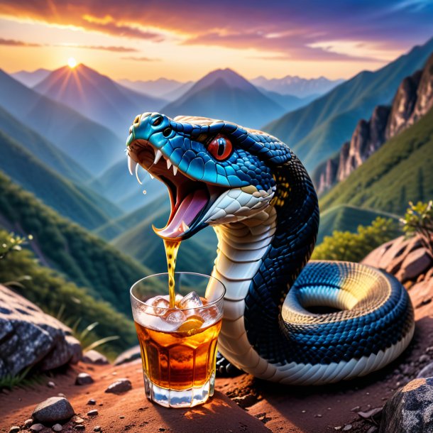 Pic of a drinking of a cobra in the mountains