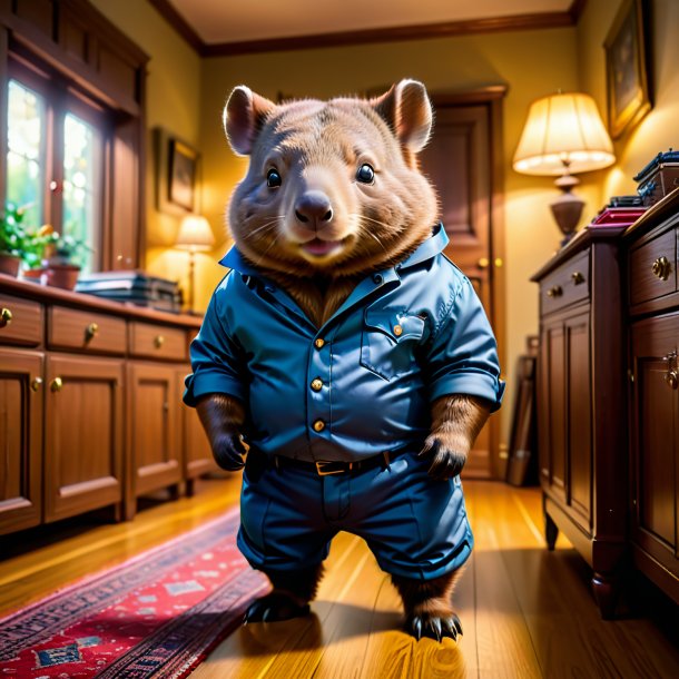 Foto de un wombat en un pantalón en la casa