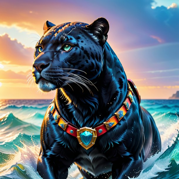 Picture of a panther in a belt in the sea