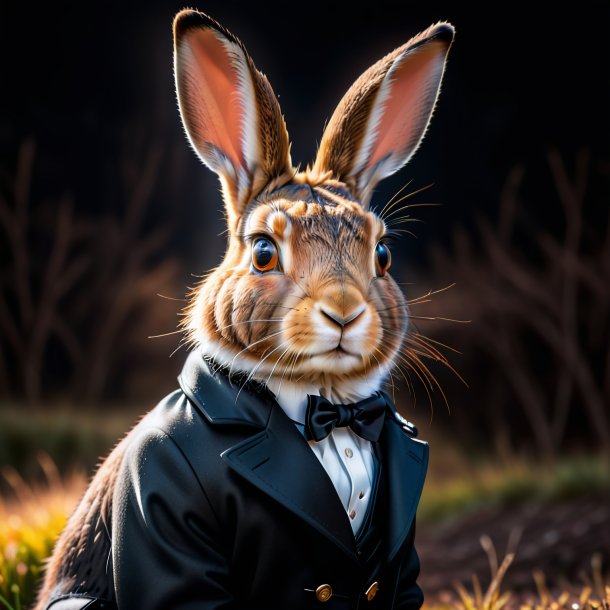 Picture of a hare in a black coat