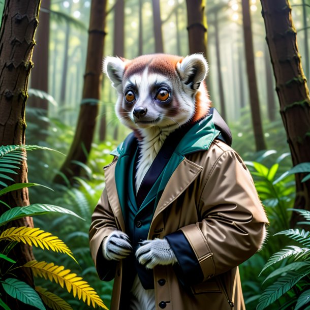 Pic of a lemur in a coat in the forest