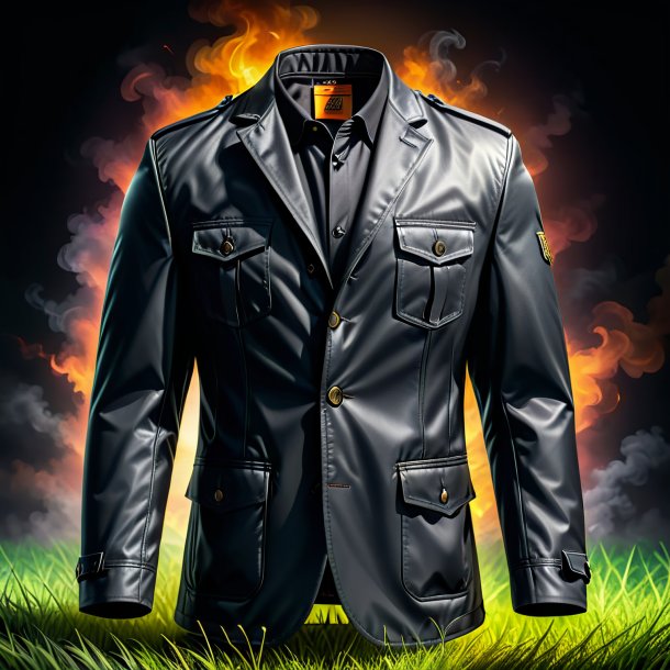 Clipart of a charcoal jacket from grass